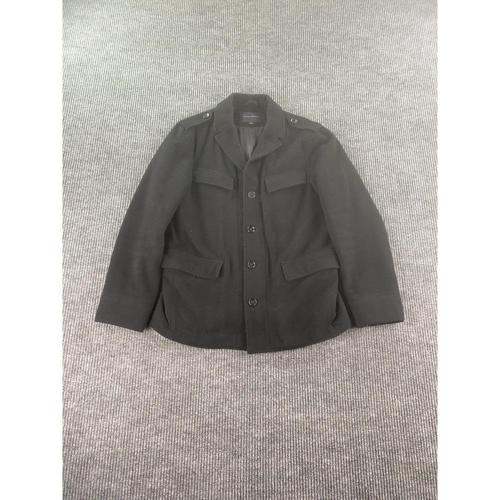 Banana Republic Jacket Mens Medium Black Wool Cashmere Army Winter Pea Coat